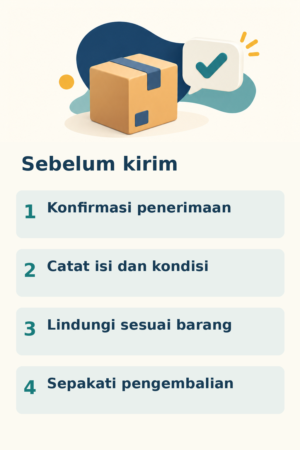 Checklist empat pertanyaan sebelum mengirim produk