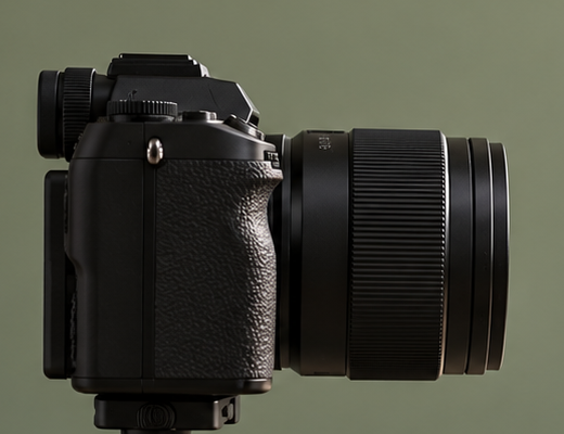 Sony ILCE-7RM6 1.02: Preset Focus dan Batas Lensa 3 Detail konseptual bodi dan lensa kamera generik dari gambar yang sama