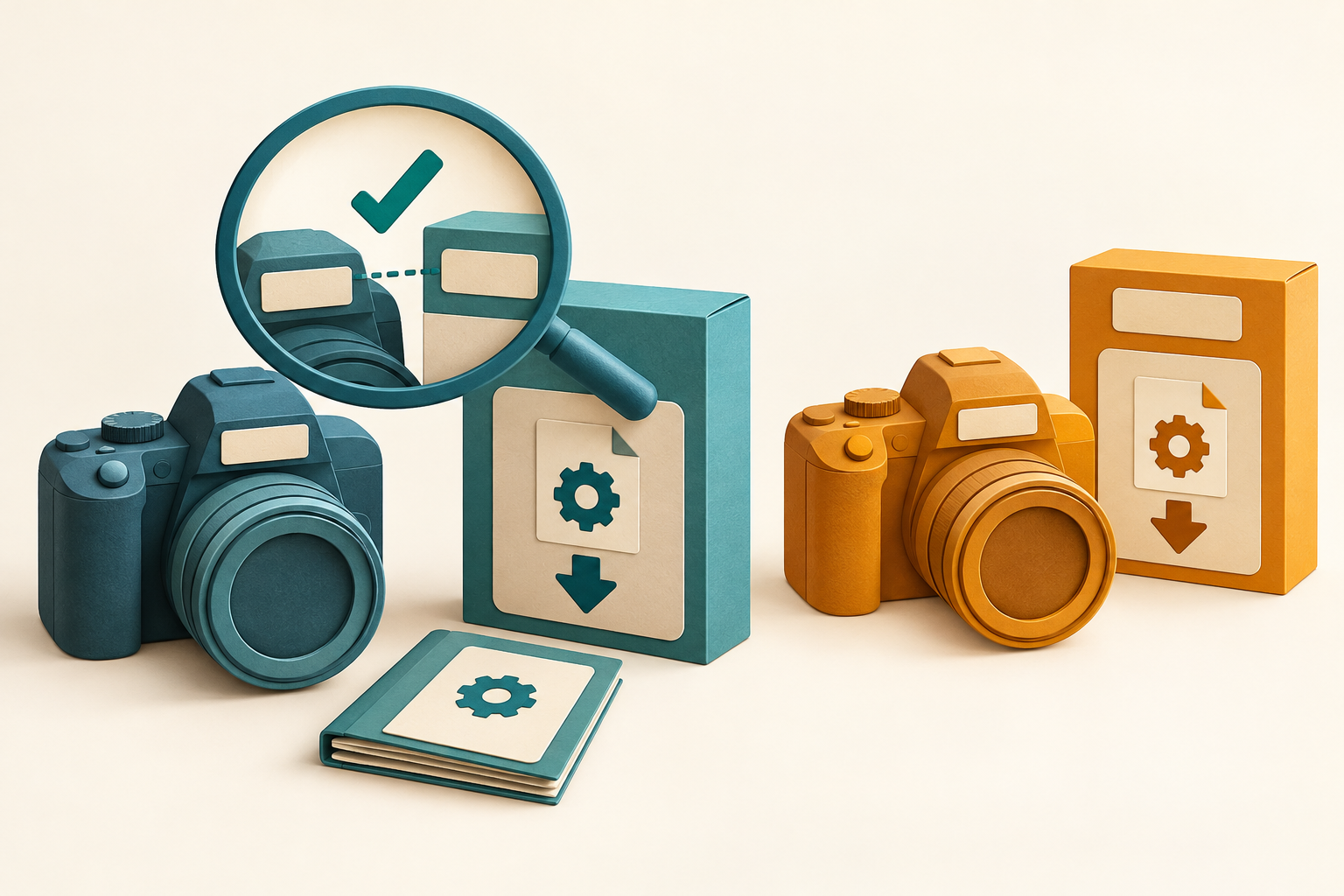 Conceptual camera and firmware package matching by model