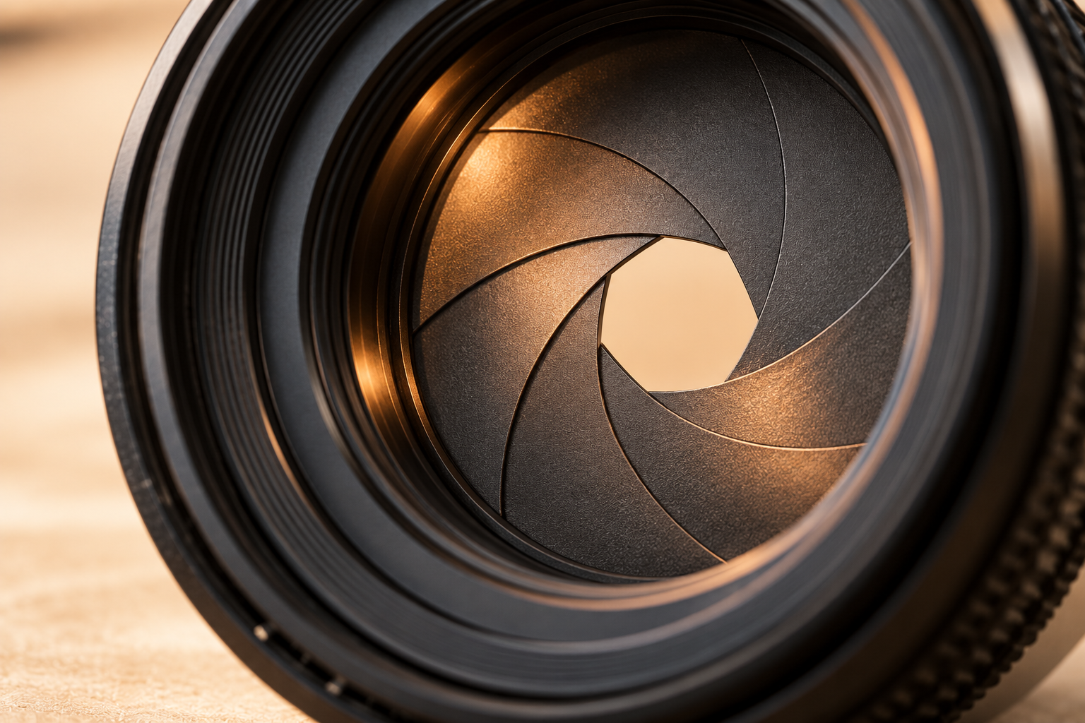Conceptual lens diaphragm blades surrounding a small opening