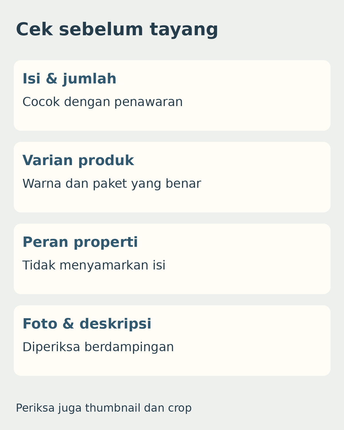 Foto Paket Produk: Bedakan Isi yang Dijual dan Properti Pendukung 5 Checklist foto paket: isi dan jumlah, varian, properti, serta kesesuaian deskripsi